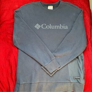Columbia Blue‎ Logo Sweatshirt with One Side Zip Pocket Sz S